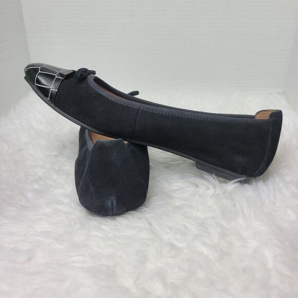 Vionic Minna Women's Size 8.5 Ballet Flat Black Cap Toe Crocodile Bow Shoes - Picture 6 of 10